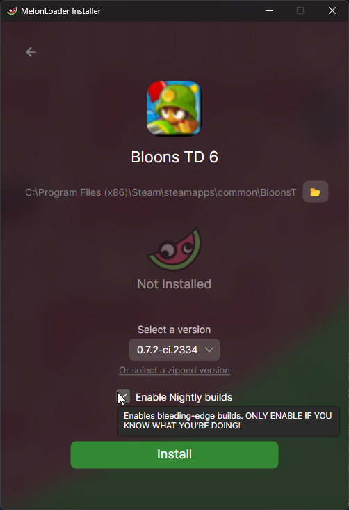 Melonloader Installer Version Select Screenshot